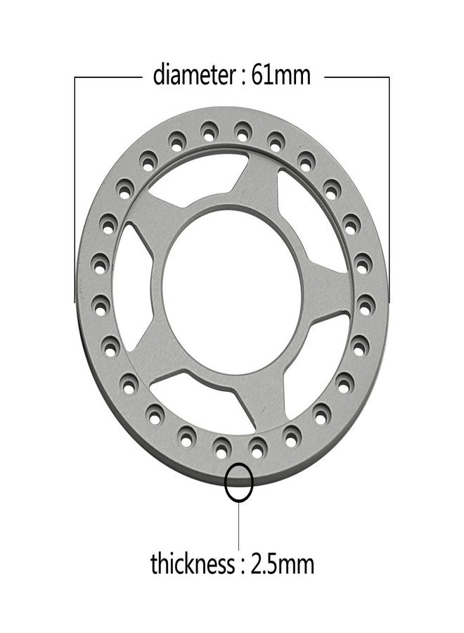 JGGZONE RC Wheel Outer Rings 4Pcs 2.2in Aluminum Wheel Rims Beadlock Rings RC Rims RC Accessories for 1/10 TRX4 SCX10 D90 CC01 RC Car Beadlock Wheels Upgrades (Matte Silver) - Image 2